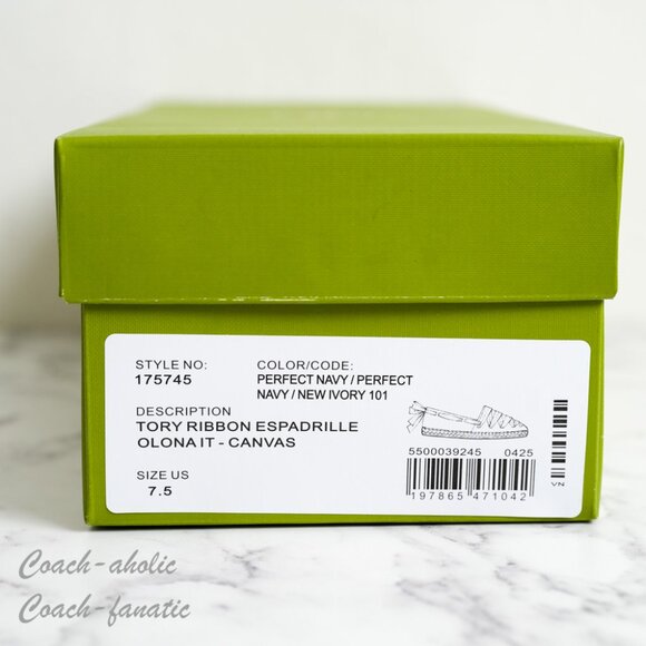 NIB Tory Burch Ribbon Canvas Espadrille Flats in Perfect Navy Size 7.5 - Picture 10 of 10